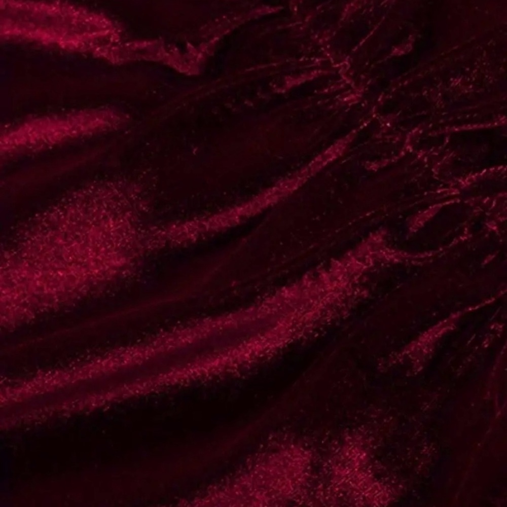 Wine Red Velour High Neck Side Slit Long Dress - Picture 6 of 7